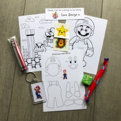 Mario party Bags, pre filled party favours, personalised.