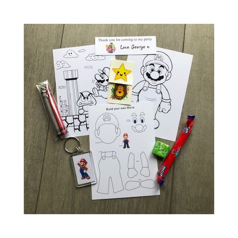 Mario party Bags, pre filled party favours, personalised.
