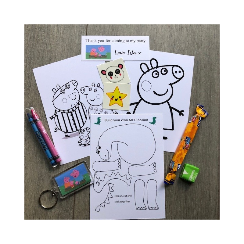 Peppa Pig party Bags, pre filled party favours, personalised.
