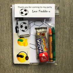 Football party Bags, pre filled party favours, personalised.